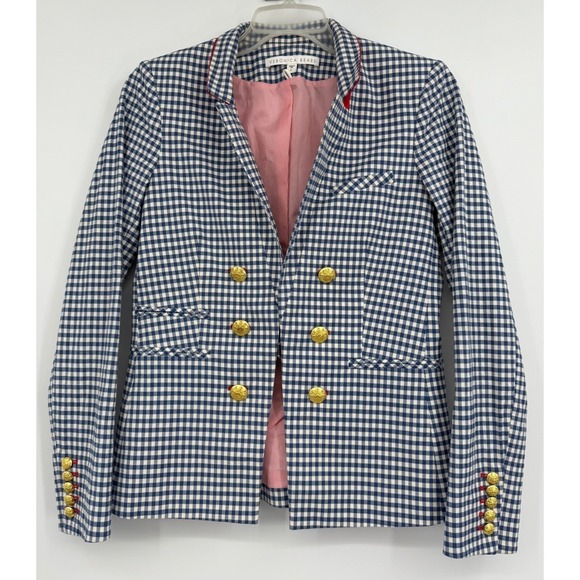 Veronica Beard Cottage Blue Gingham Blazer Old Money Career Classic Preppy Sz 6 - Picture 4 of 14
